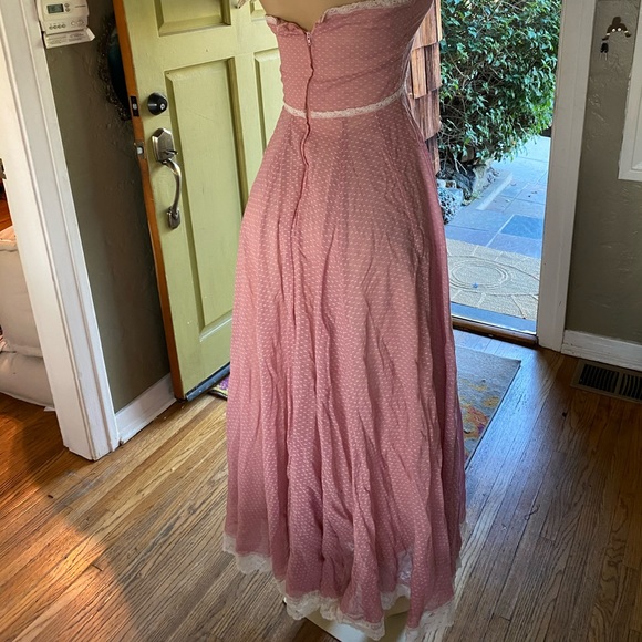 Vintage Gunne Sax blush w/ lace halter maxi dress - Picture 4 of 16